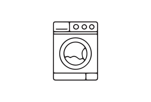 Washing Machine Icon, Laundry Appliance Symbol, Front Load Washer, Household Cleaning