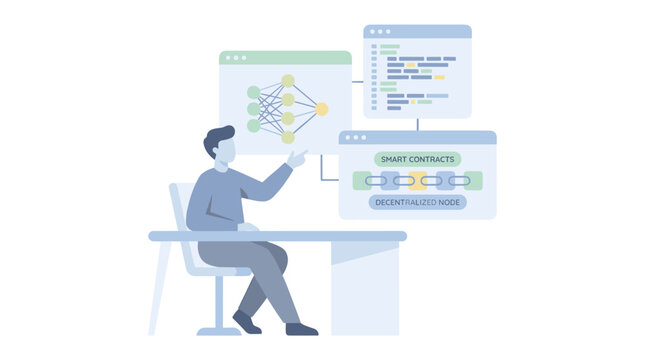 Programmer at computer coding software applications.