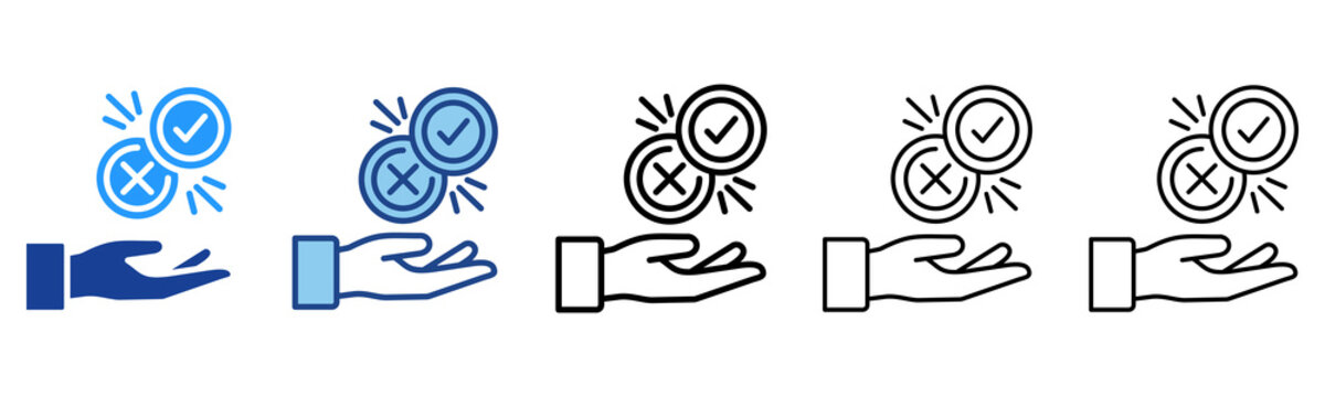 Decision  Icon In Different Color And Outline Style 