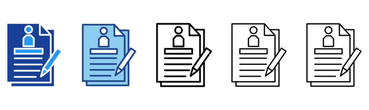 Curriculum  Icon In Different Color And Outline Style 