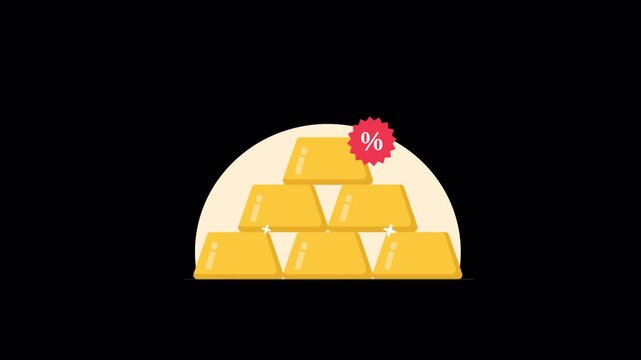 Gold Bar with Percentage. Gold Investment Concept Animation Video - Transparent