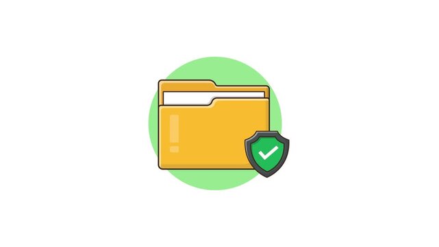 4k Folder with Shield. File Protection Concept Animation Video