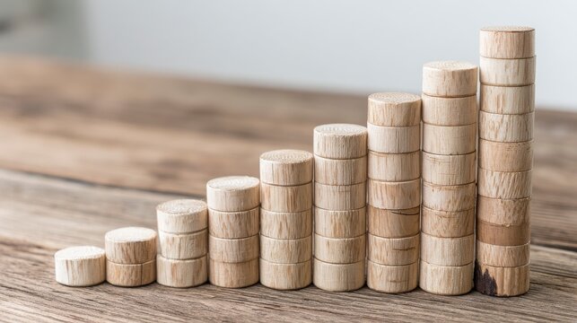 Stacked Natural Wine Corks Representing Growth and Progress in a Modern Business Environment