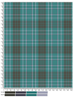 Seamless tartan plaid pattern in a cool teal and moody charcoal color palette. Features a traditional checkered weave design with rich teal blue, dark charcoal gray, deep navy tones, and light lavende