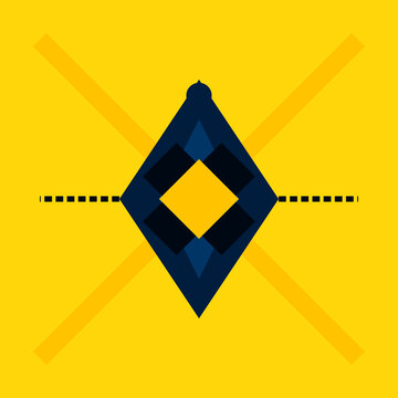 Abstract geometric illustration representing a defensive midfielder blocking paths and controlling the central football pitch