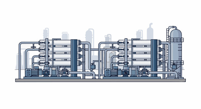 Industrial water purification system with multiple filter banks and pumps