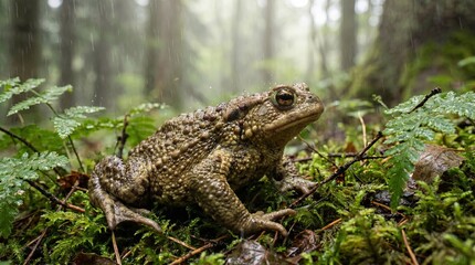 Obraz premium Realistic Portrait of a Toad in Natural Habitat