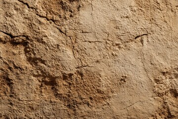 Fototapeta premium Close-up of rough mud wall texture with cracks and earthy tones