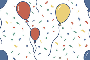 Obraz premium Colorful balloons and confetti celebration illustration with festive decorations
