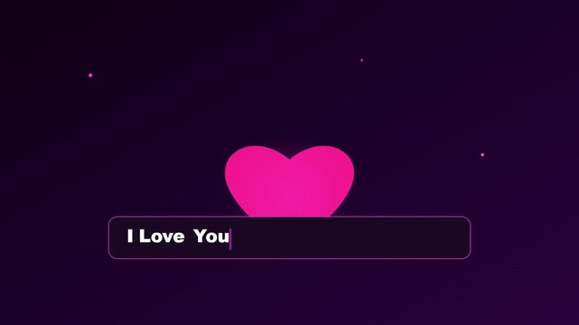 Animated pink heart, love message, Valentine's Day graphics, romantic text