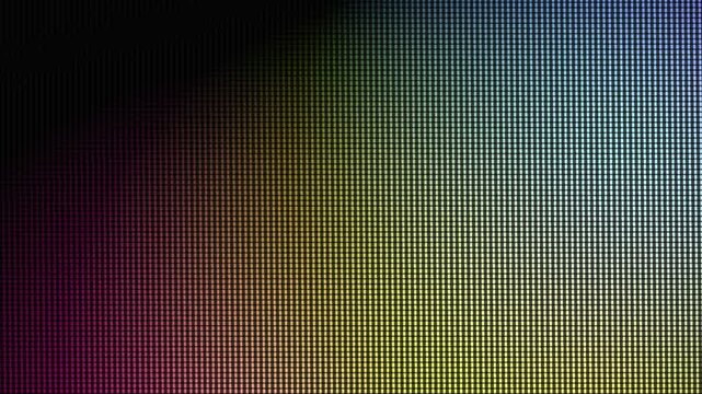 LED Screen Pixel Grid with RGB Matrix Pattern Shifting Colors Across Digital Display Texture for Video Overlay