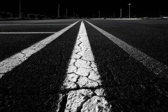 Contrasting Parallel Lines in Parking Surface: Minimalist Texture