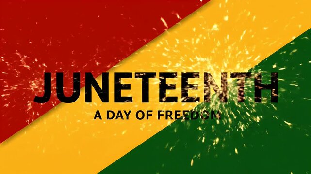 juneteenth day of freedom celebration with pan-african colors and golden sparks arts