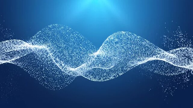 Abstract wave of glowing particles for creative digital media and visual arts