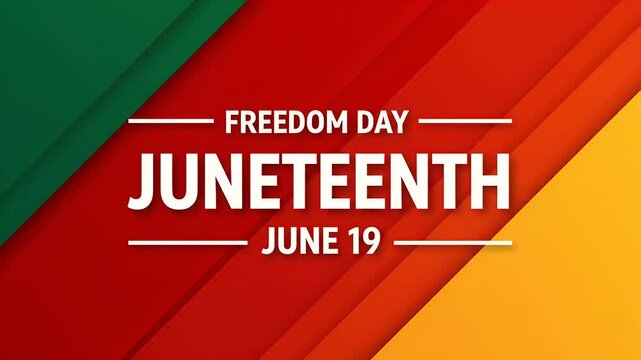 Juneteenth freedom day concept with typography over green red and yellow backgrounds