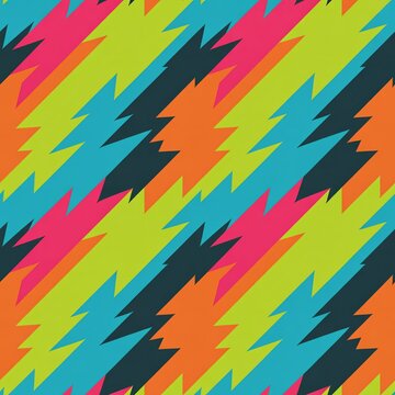 Seamless vibrant geometric lightning pattern with colorful jagged shapes