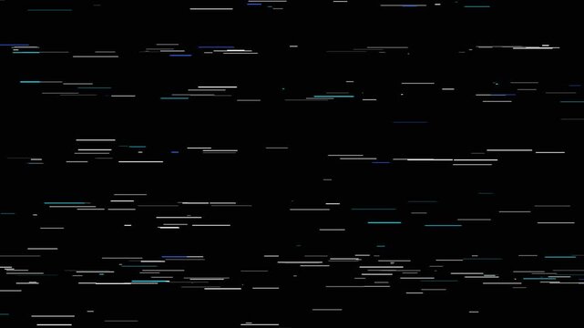 VHS tracking noise glitch with blue and white signal interference lines and horizontal jitter distortion for retro video projects.