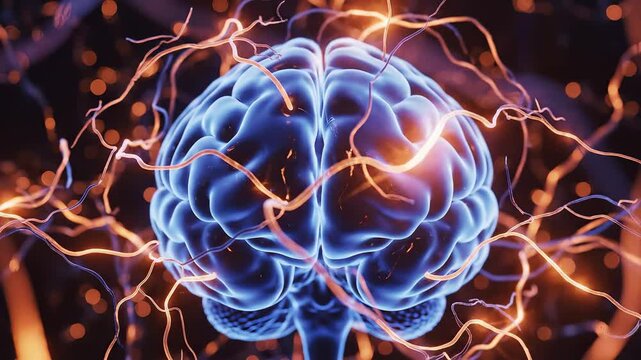 Human brain with neural connections highlighting artificial intelligence and digital evolution