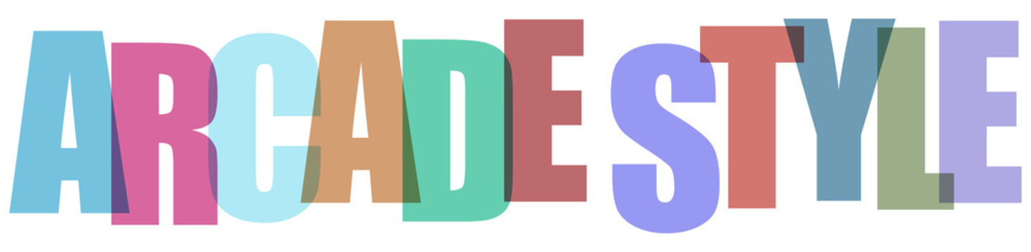 Multicolored arcade style text graphic design element transparent background