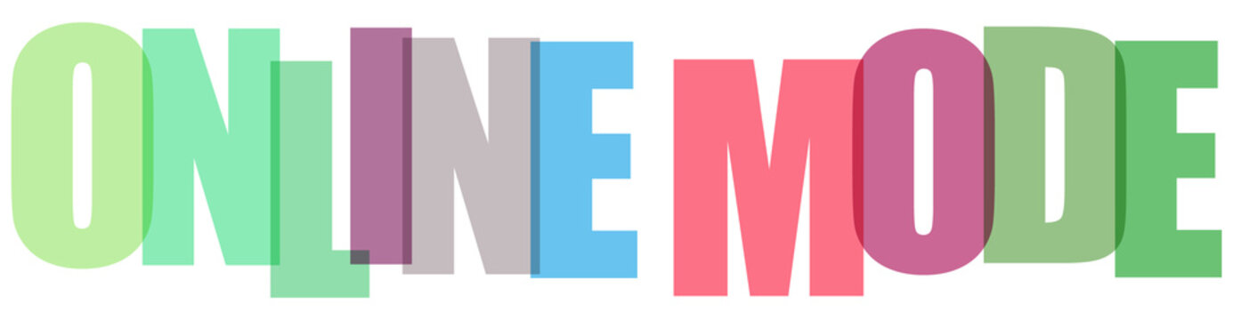 Online mode text with colorful 3D letters transparent background
