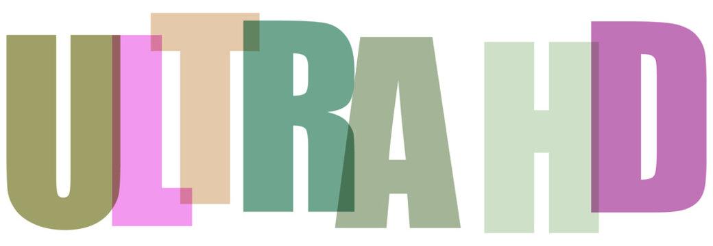 Ultra HD colorful text with blocky letters transparent background
