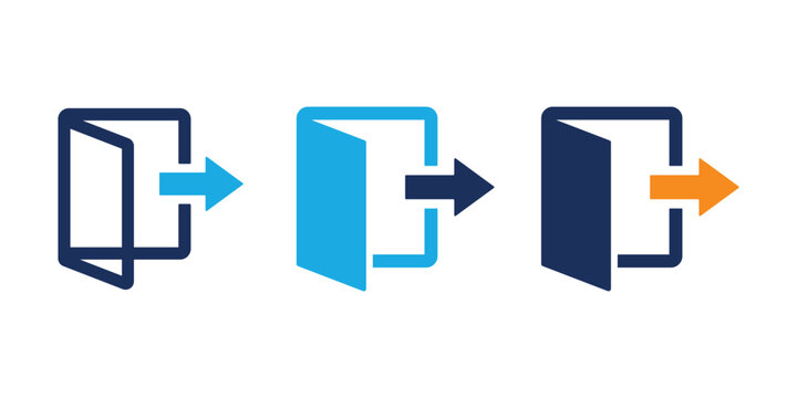 Logout Icon Set, Outline, and solid vector icons