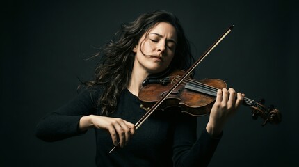 Obraz premium Violinist Playing with Passion in a Studio Setting