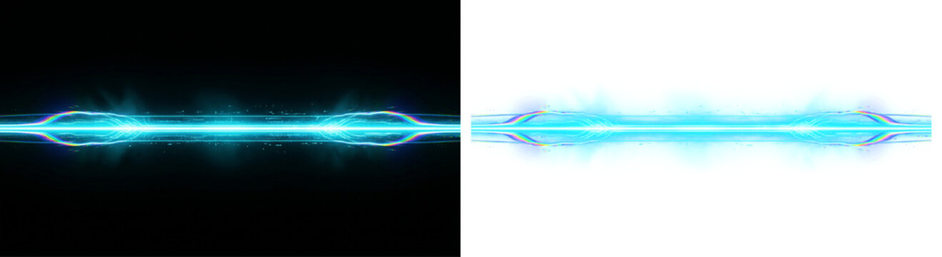Abstract energy line with glowing orbs on transparent background