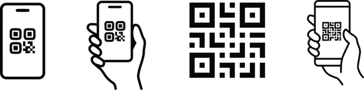 qr code on smartphone screen with hand holding phone