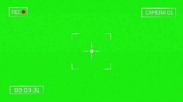 Night Vision Security camera viewfinder HUD on green screen background. 4K Video