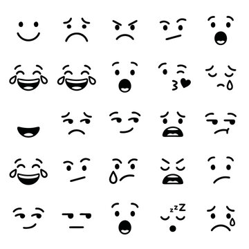 Various emotive facial expressions illustrated in a digital graphic file 5.svg
