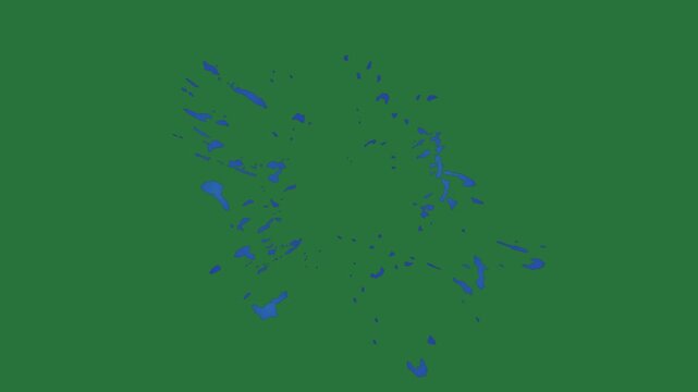 Blue flower on screen black broken window clock it dragon green screen emotion cartoonish scene movement colorful