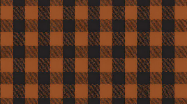 Black and orange buffalo plaid pattern seamless textile design with checkered squares high quality professional detailed modern elegant stylish clean crisp