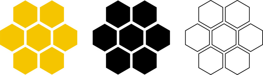 Bee honeycomb icon set. Honey comb cartoon. Natural food. honeycomb pattern. Honey symbol vector. © Volodymyr