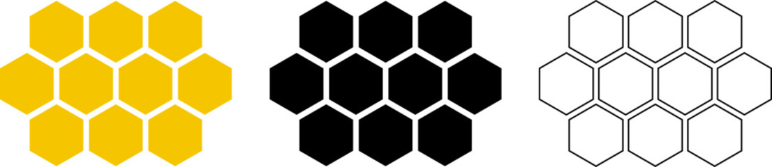 Bee honeycomb icon set. Honey comb cartoon. Natural food. honeycomb pattern. Honey symbol vector. © Volodymyr