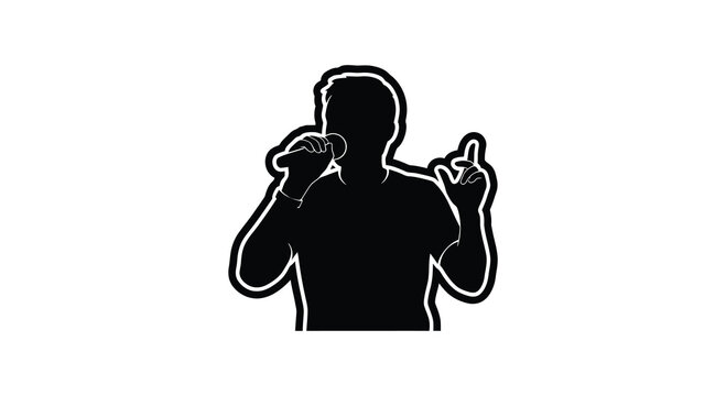 singer with microphone performing on stage black silhouette