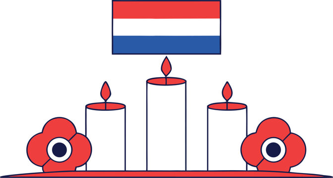 Minimal flat of croatia memorial, candles and flowers under the flag