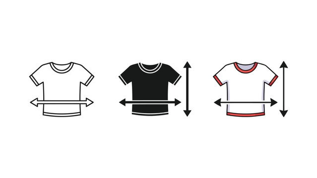 T-shirt size measurement guide vector illustration