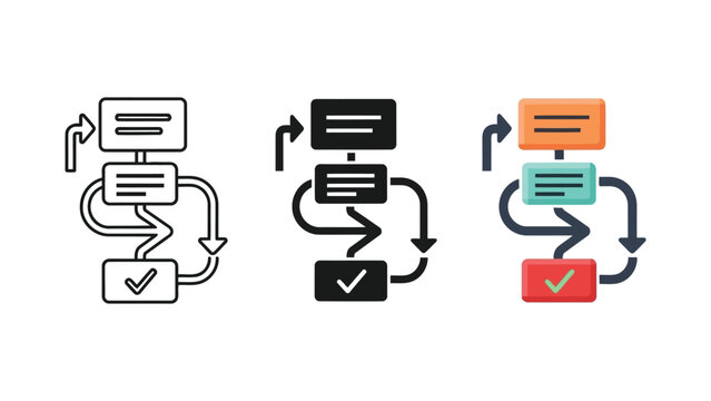 Workflow process flowchart vector illustration set