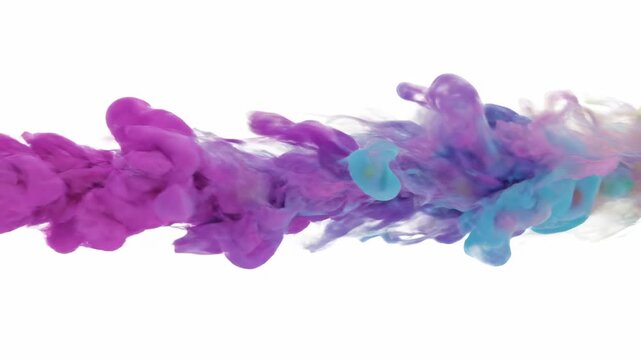 Colorful, abstract swirls of liquid dye on a bright white background