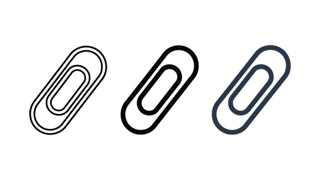 Paperclip icon set in various line weights vector illustration