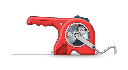 Red handheld wire rope winch tool. © TheArk