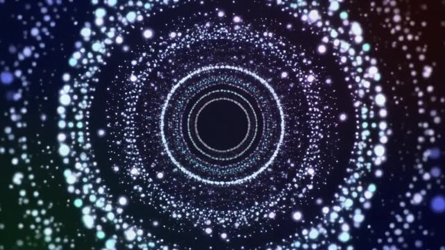 Abstract Glowing Particles Expanding in Circular Rings Motion Background