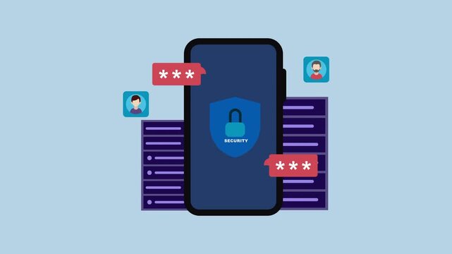 Mobile Security and Data Protection 2d Animation with Alpha Matte