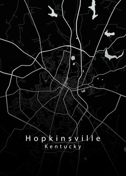 Hopkinsville Kentucky City Map Poster | Minimalist Black and White Street Map Wall Art Print