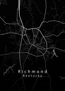 Richmond Kentucky Minimalist Street Map &ndash; Black and White City Map Wall Art Print