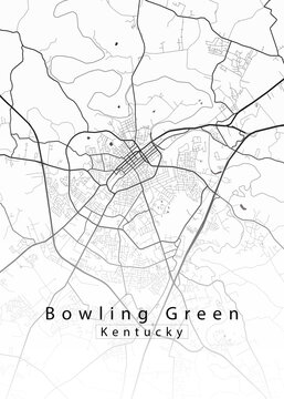 Bowling Green Kentucky Minimalist City Map &ndash; Black and White Street Map Poster
