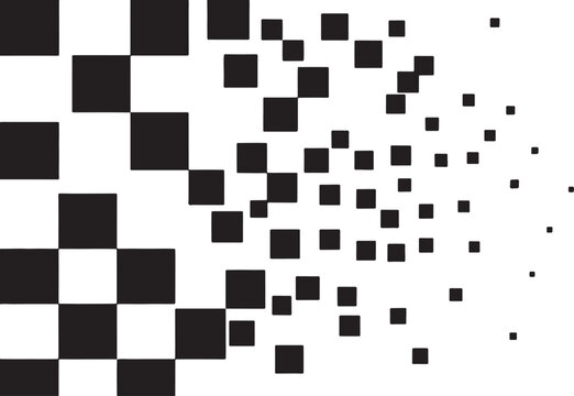Black and gray QR code on white background with red dot