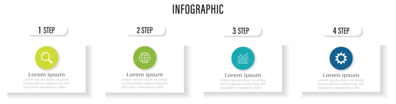 Business Infographic design template Vector with icons and 4 four options or steps.  Can be used for info graphics, flow charts, presentations, web sites, banners, printed materials.