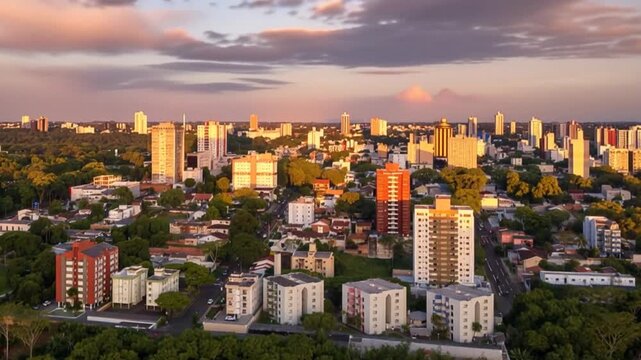 Foz do Iguacu, Ponte da Amizade aerial view. Paraguai border. Time lapse